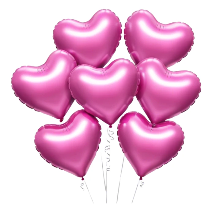 six Aesthetic pink metallic inflatable heart-shaped balloos sticker