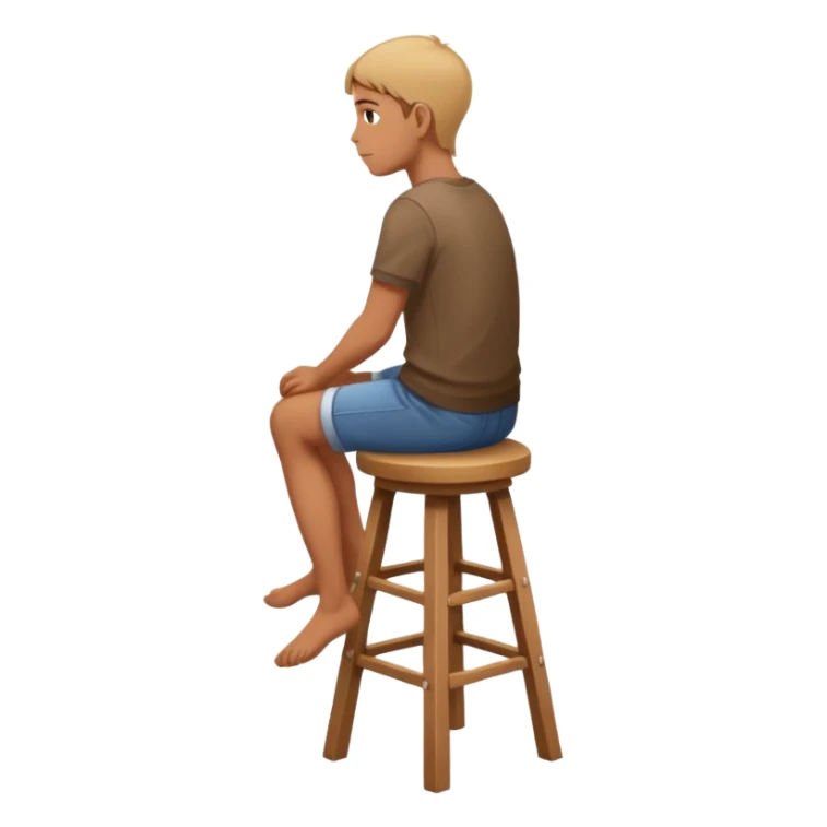 a person sitting on stool with full back head turn

 sticker