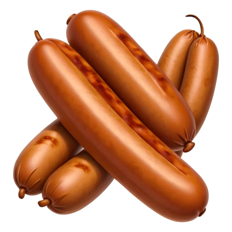 Three sausages linked together.
Apple emoji style sticker