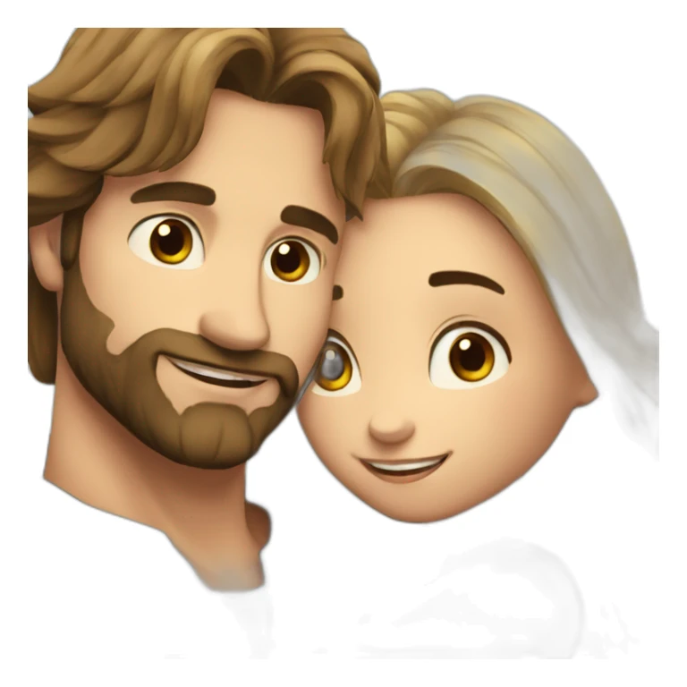 Handsome man whith long hair and beard hugging pretty girl sticker