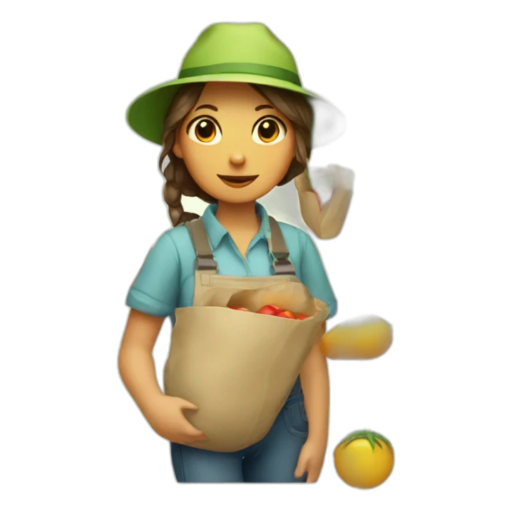 girl gardener in a hat with a burrito sticker