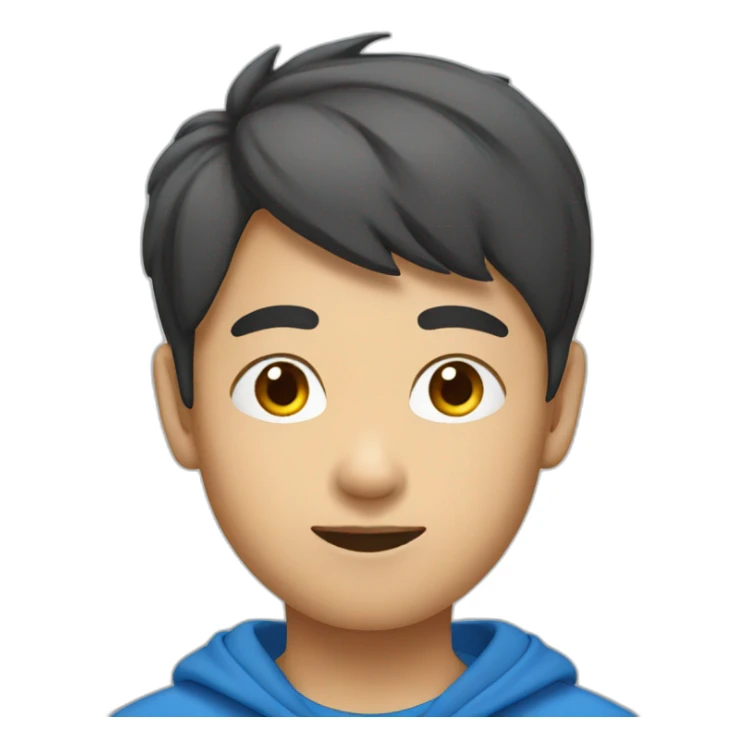 Asian boy with blue tshirt sticker