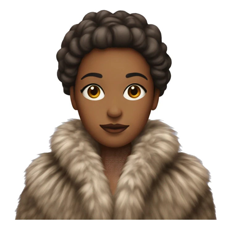 british female with a furcoat and makeup sticker