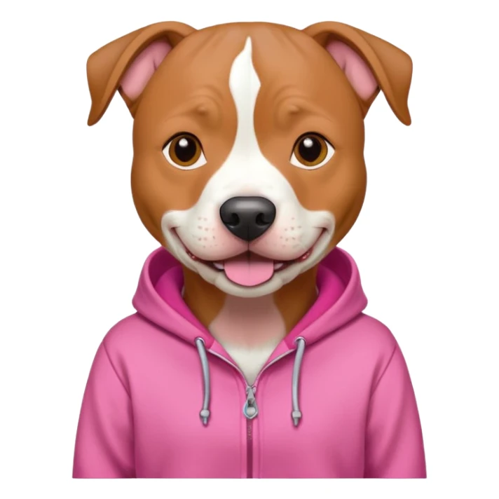 Tan red nosed pitbull dog wearing pink hoodie sticker