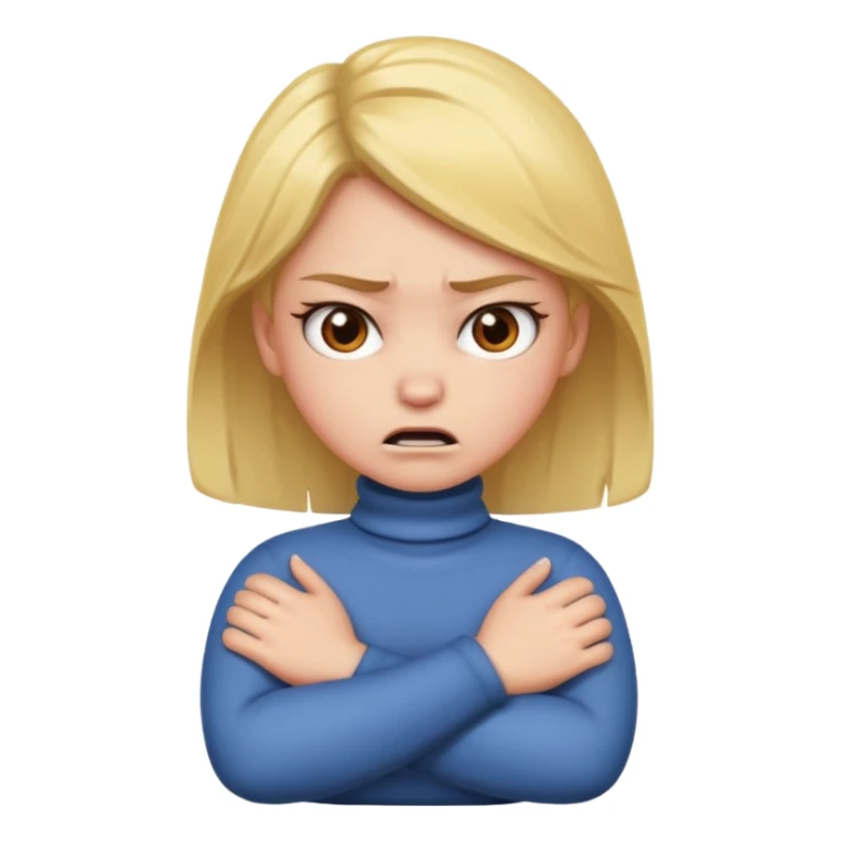 girl crossing arms holding neck angry sticker