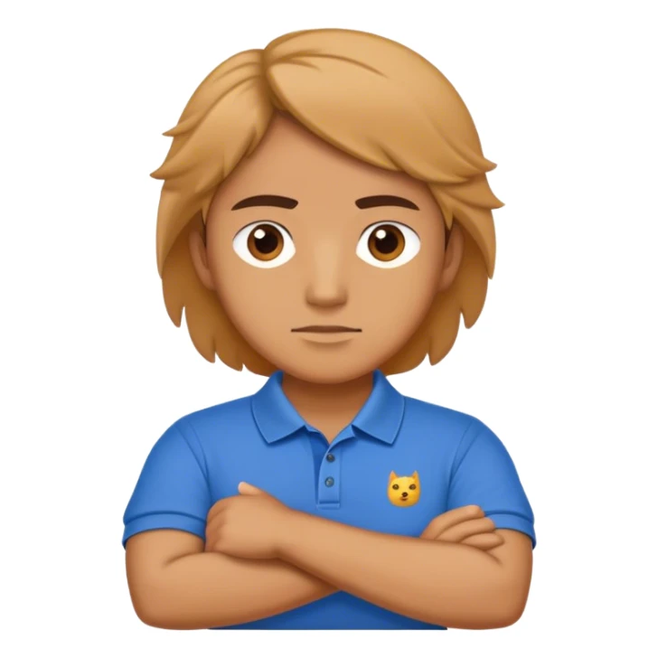 Me with folded arms wearing a polo sticker