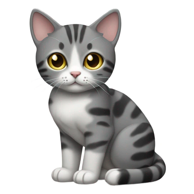 Grey black tabby with white chest and leg sticker