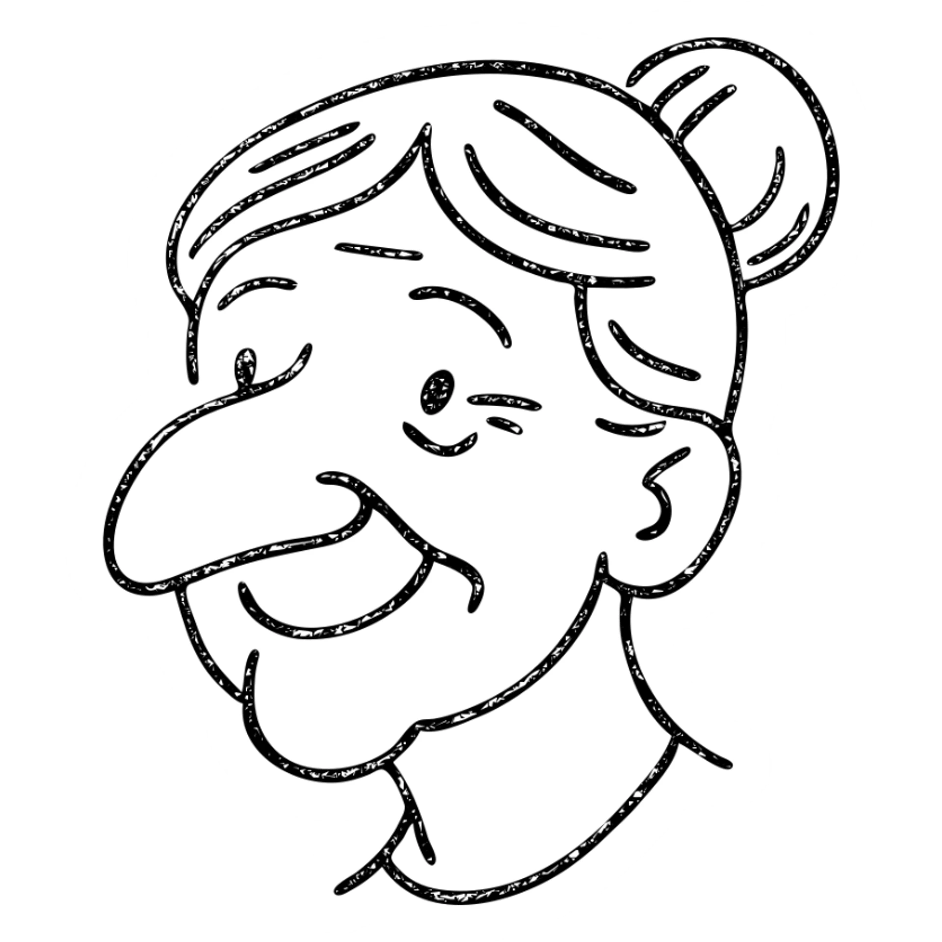 older woman with a big nose, smiling sticker