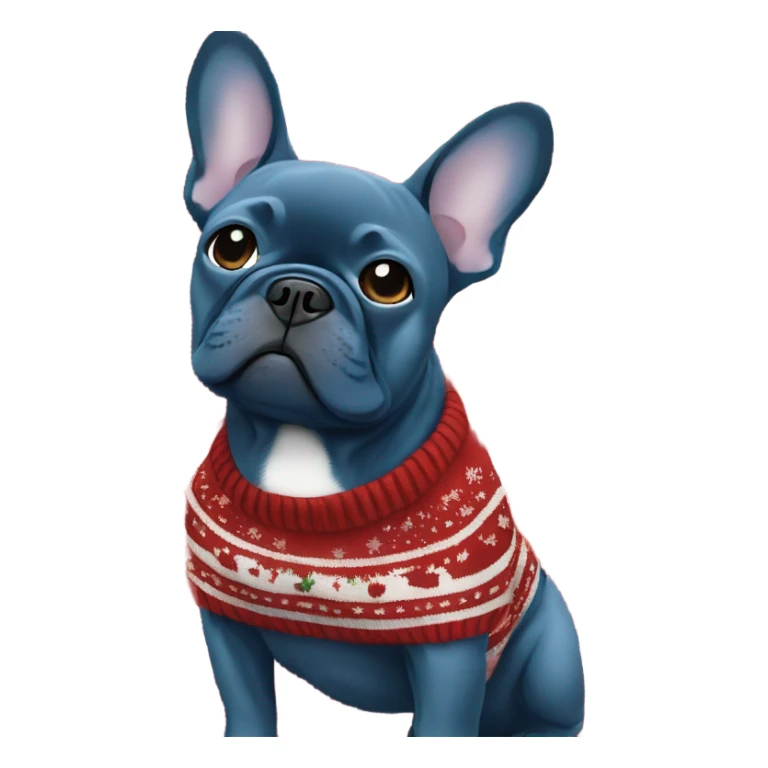 Blue French bulldog Christmas sweater  sticker