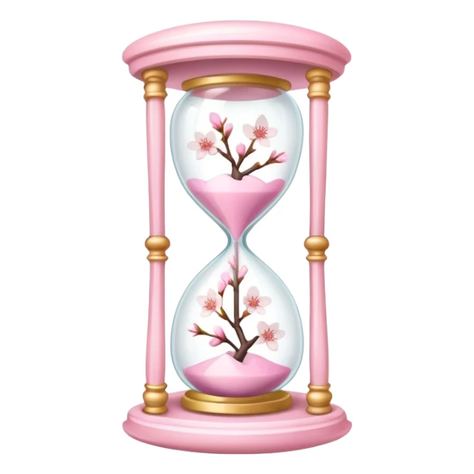 Pink pastel and white Cherry Blossom hourglass sticker