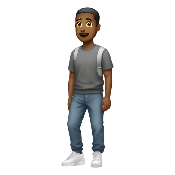 Guy wearing crew neck with baggy pants and sneakers sticker