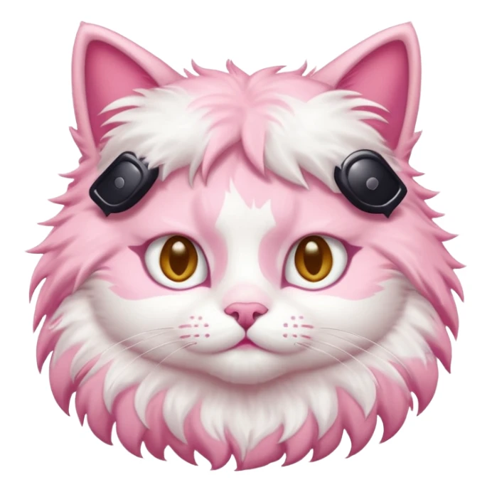 A cat in a house and  a pink cat sticker