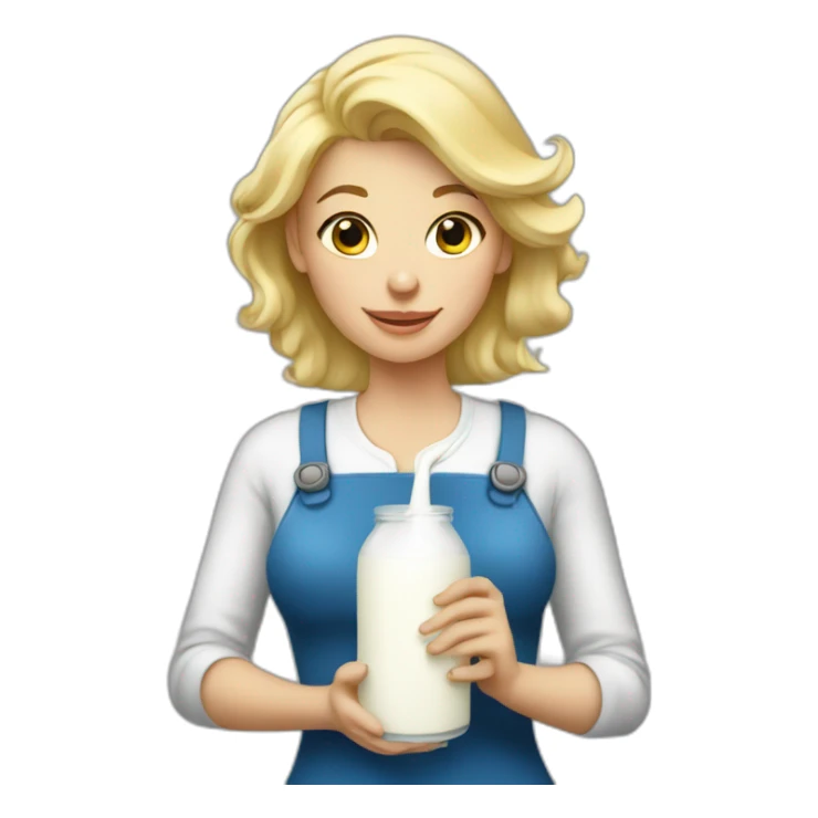 blonde woman holding milk sticker