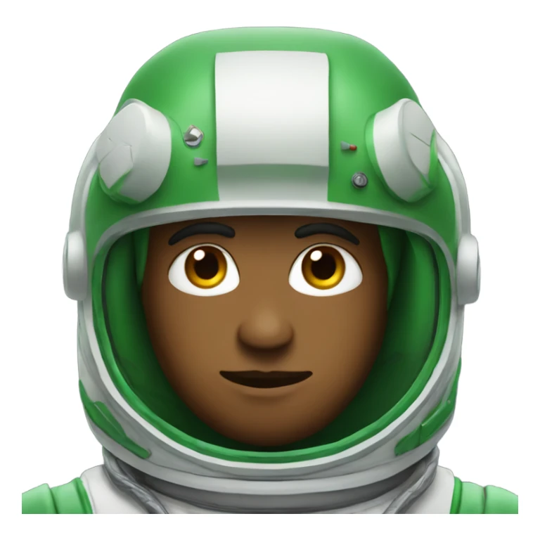 a green astronaut survivor with a unibrow sticker