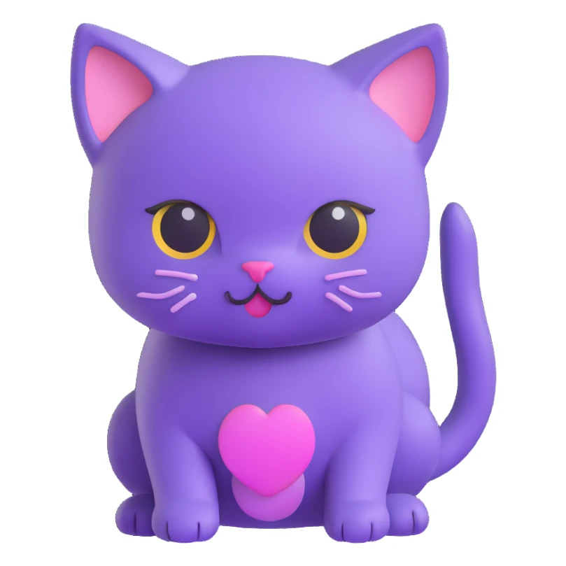 Make the kitten purple, keep the 3d emoji style, no background. sticker