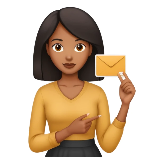 black female standing holding a card in one hand sticker