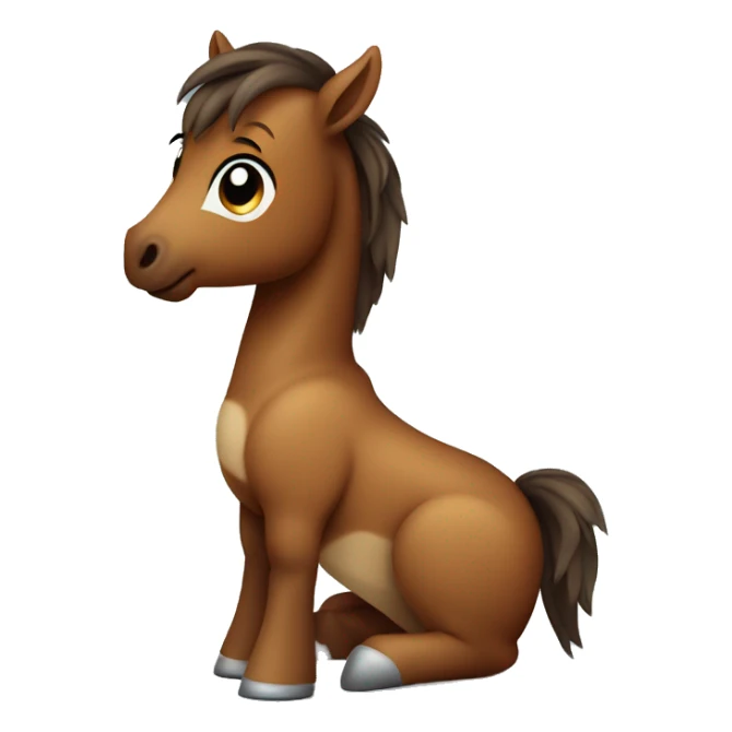 cute brown baby horse sitting up sticker