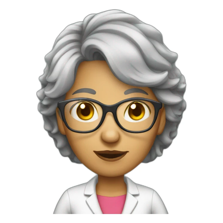 Grey hairs lady teacher standing wear glasses sticker