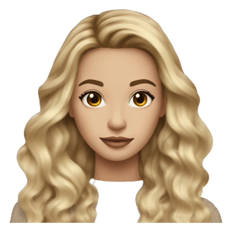 Blonde balayage long hair women beige sweater sticker