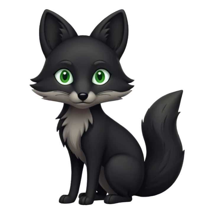 a black fox with green eyes sticker