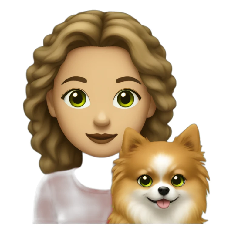 light-skinned-girl-with-green-eyes-walk-with-red-pomeranian sticker