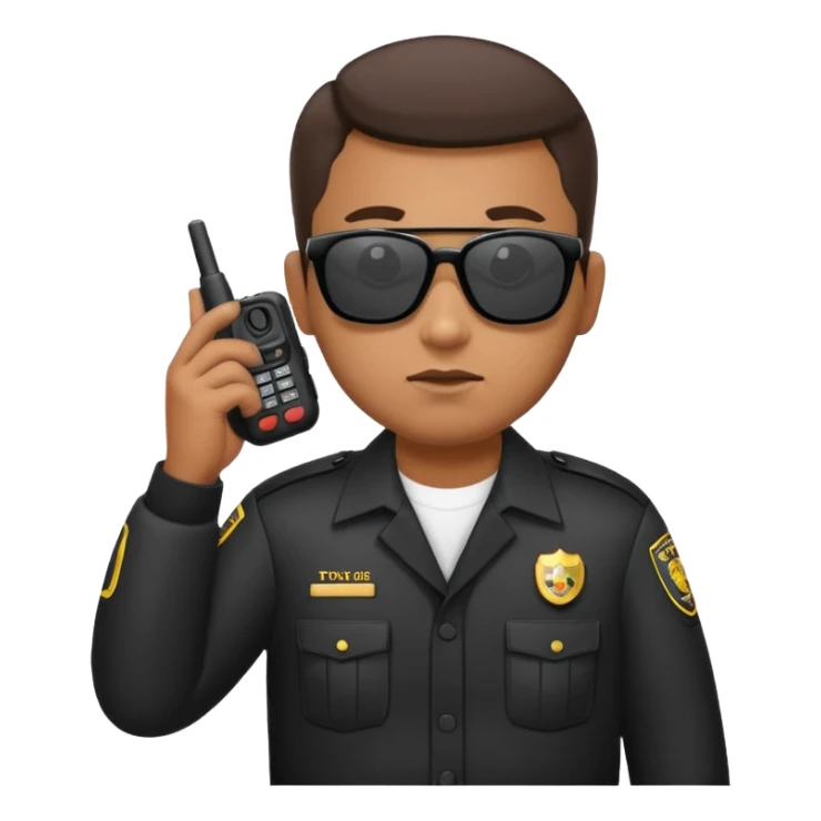school security, sun glasses, holding walkie-talkie sticker