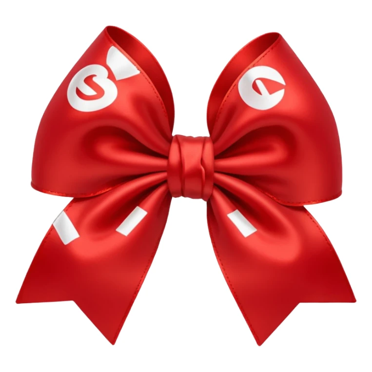 red bow with the "S" logo in the center sticker