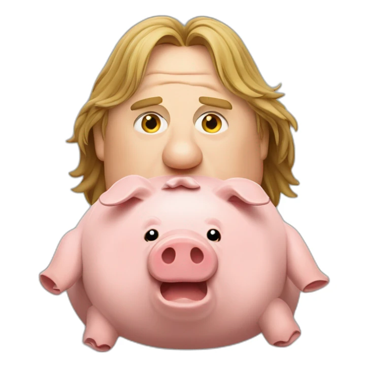 Depardieu qui mange un cochon à la broche sticker