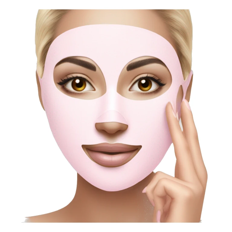 Lady with pastel pink face mask spa beauty full face relaxing sticker