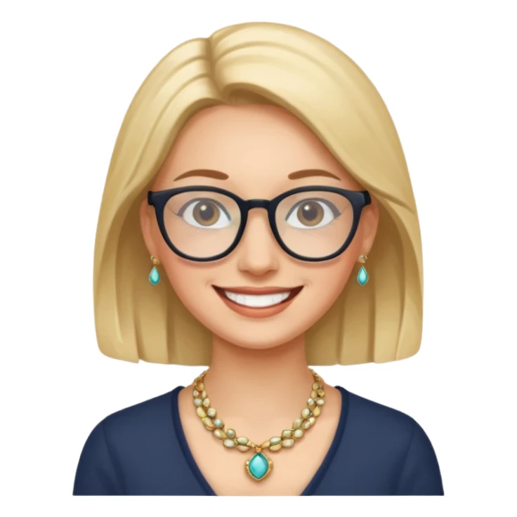 smiling woman with glasses jewelry sticker