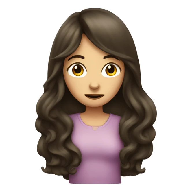 a long hair brunette girl doing shh sticker
