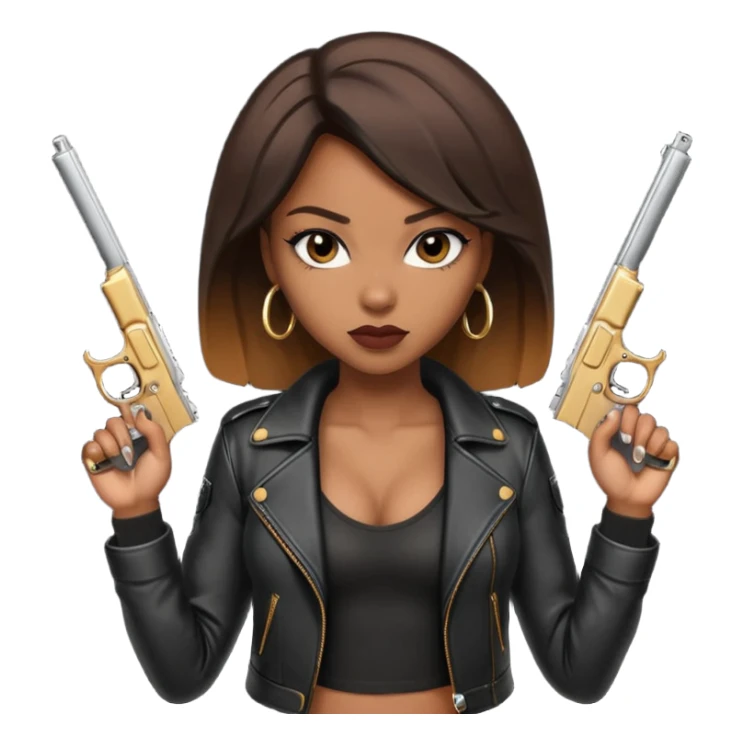 A sexy black female gangster with a gun sticker