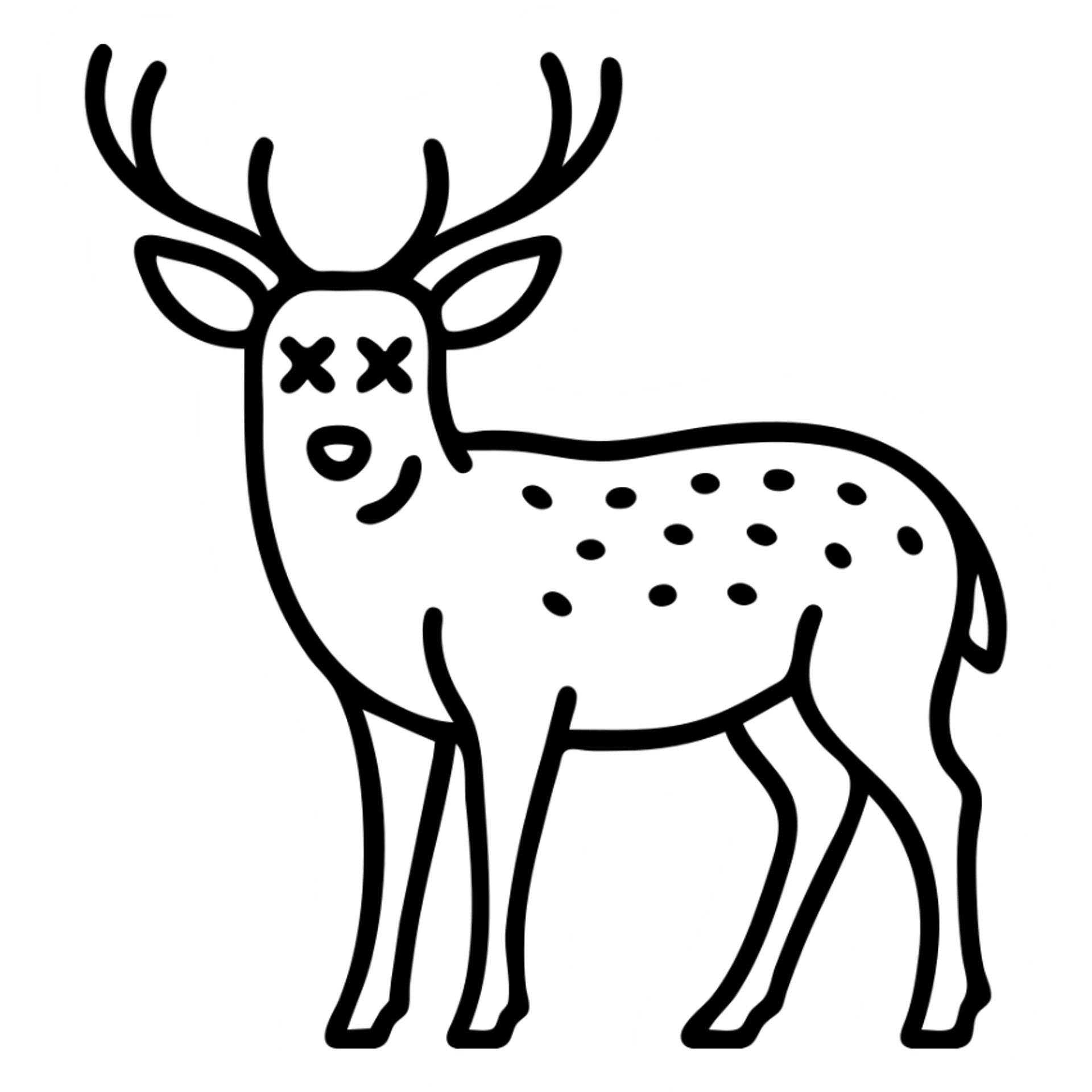 Make the deer look dead by adding cartoon X's for eyes, keep the exact same style, pose, and background. sticker