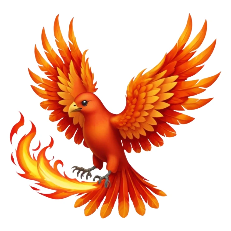 Phoenix force from marvel in a shape of flame bird towards screen with spread wings sticker