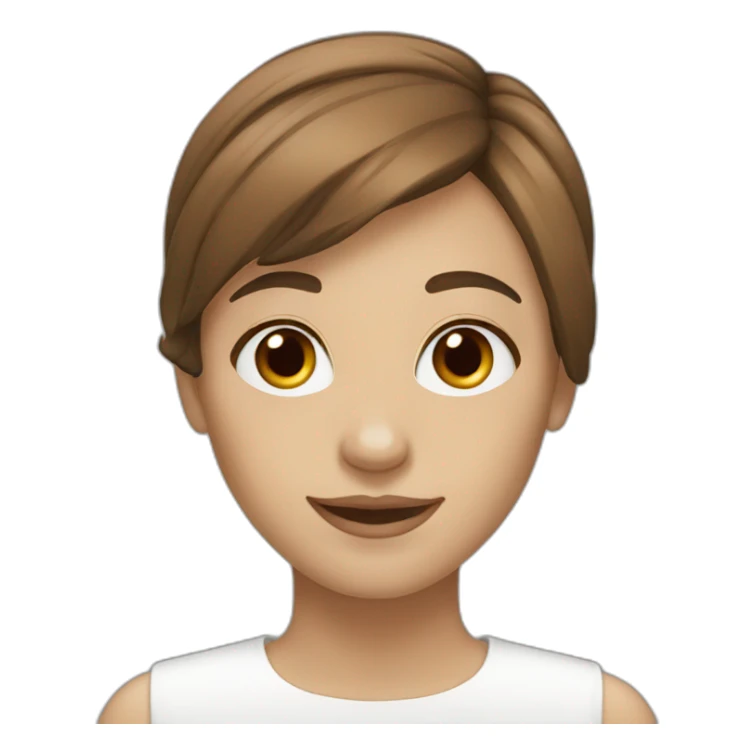 woman white brown hair brown eyes smiling sticker