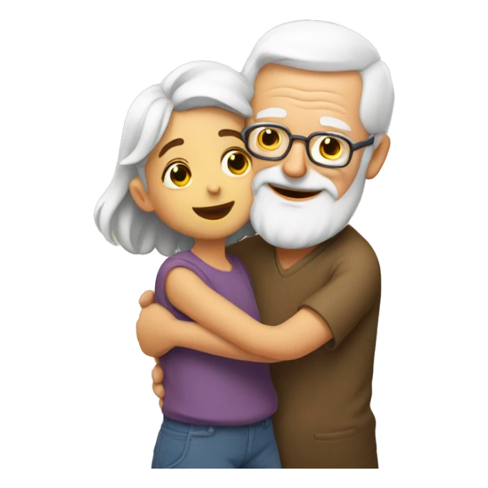 Grandpa huggings with little girl sticker