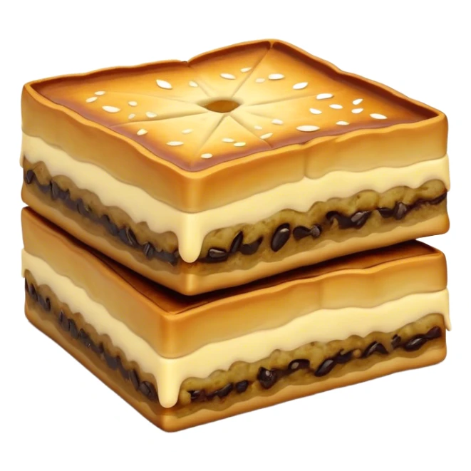 Martabak Cinematic Realistic Martabak Dish Emoji, depicted as a single, square slice of sweet, thick martabak with a rich, indulgent filling, rendered with detailed textures and vibrant, appetizing lighting. sticker