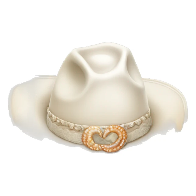 White cowgirl hat with seashell band sticker