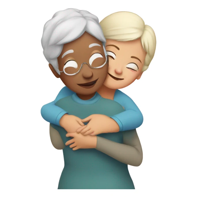 Grandma huggings with a girl sticker