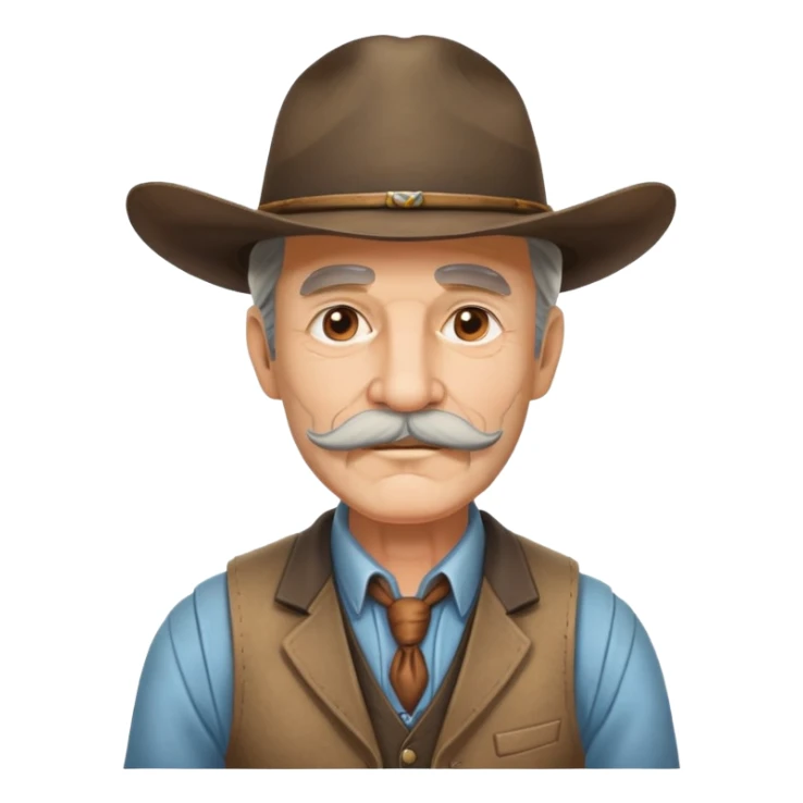 Dutch van der Linde from Red Dead Redemption, older man with mustache wearing a suit vest and wide-brimmed hat, western outlaw leader sticker