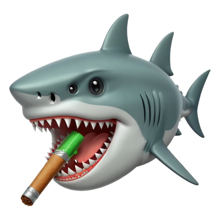 Shark face with a blunt in its mouth sticker