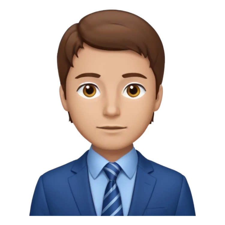 man with brown hair in blue suit sticker