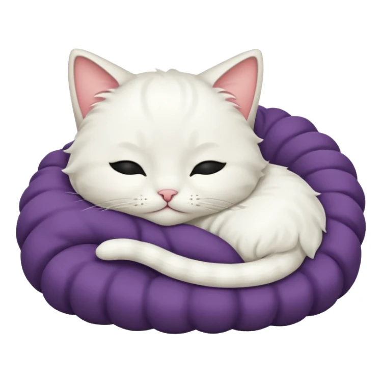 emoji of white sleeping cat with a tail hanging down sticker