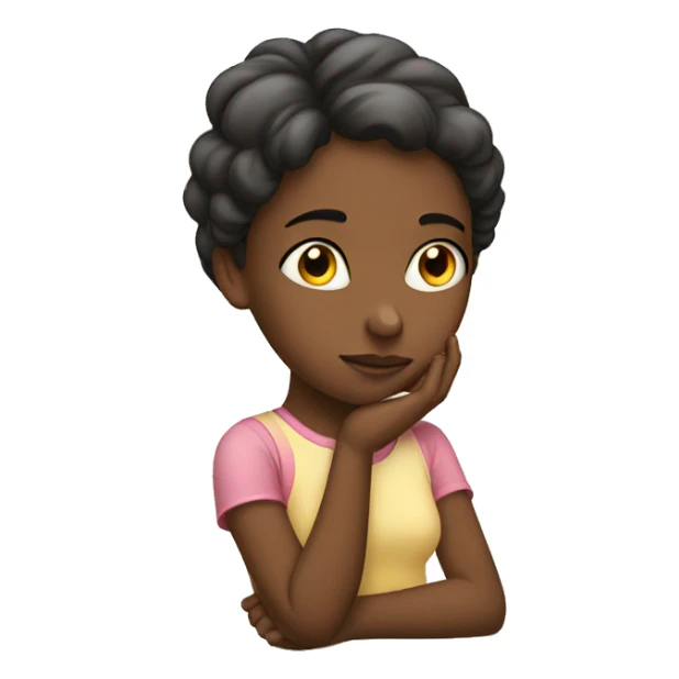 a girl thinking with a hand in her chin sticker