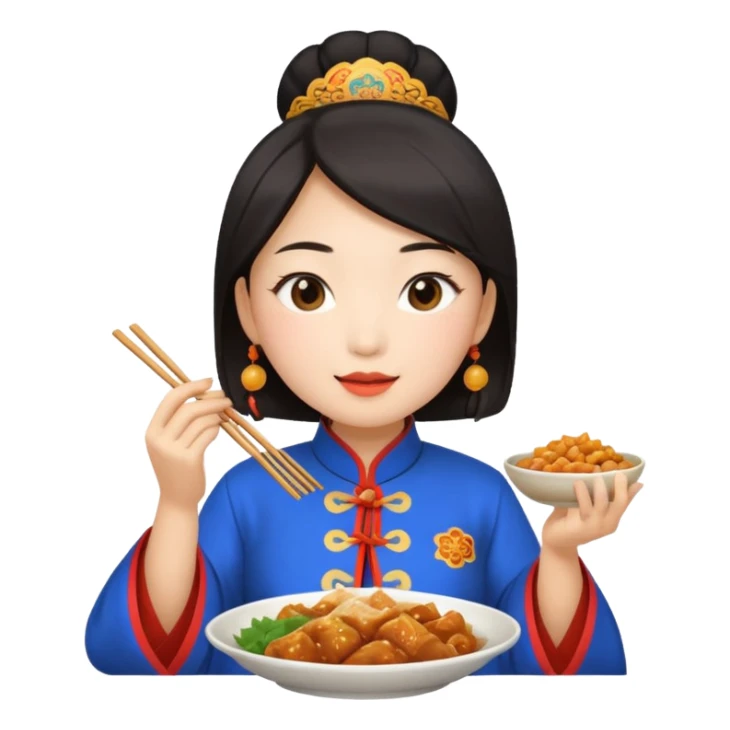 give me a authentic beijing women eating beijing food sticker