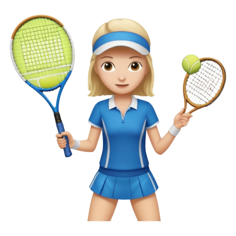 white young girl with one racket playing tennis sticker
