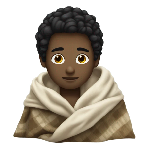 White boy black hair with a blanket on sticker