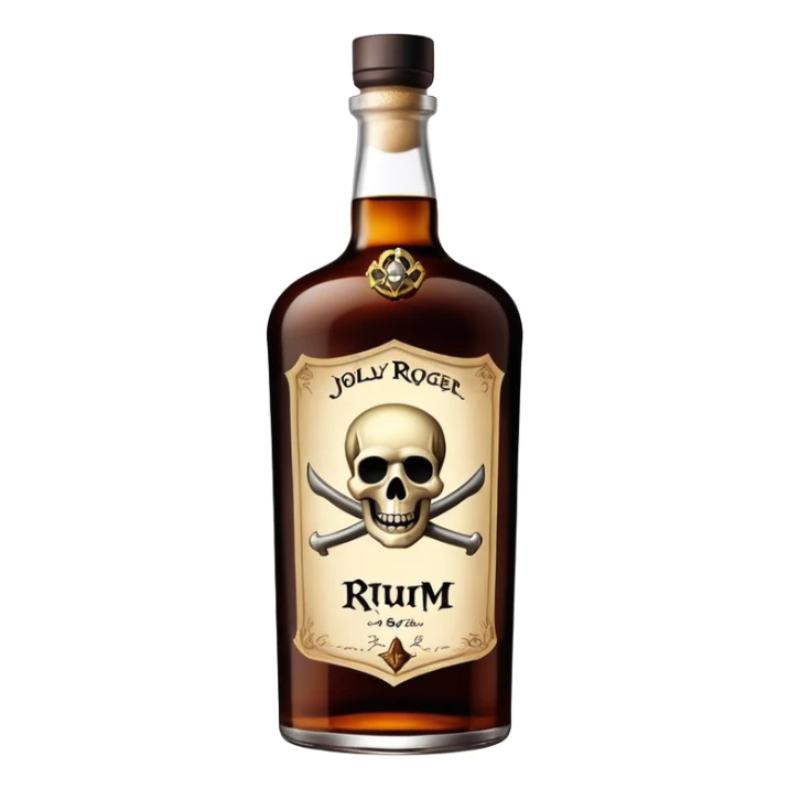 Bottle of rum with jolly roger  sticker