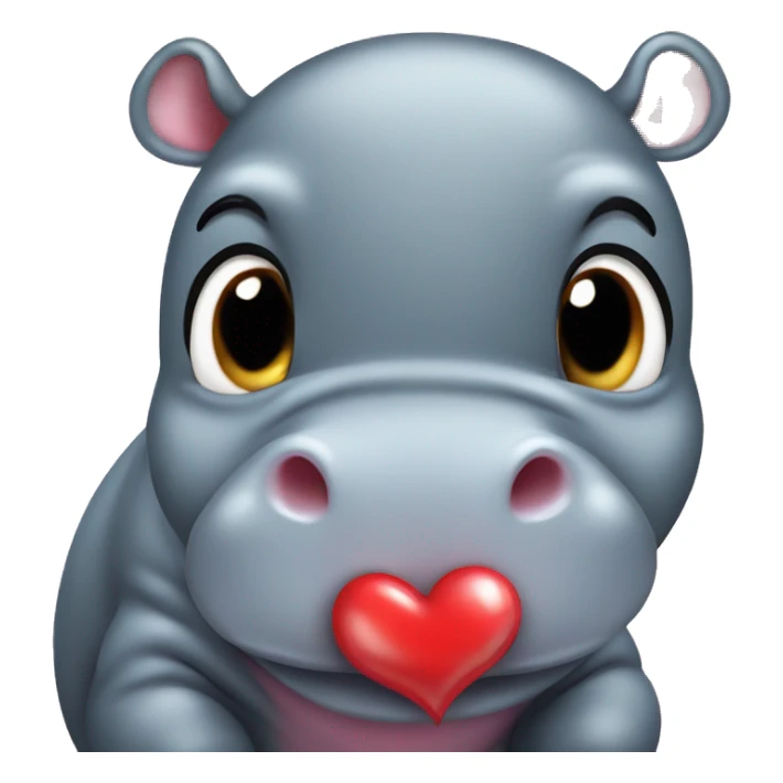 baby hippo puckering lips blowing a heart sticker