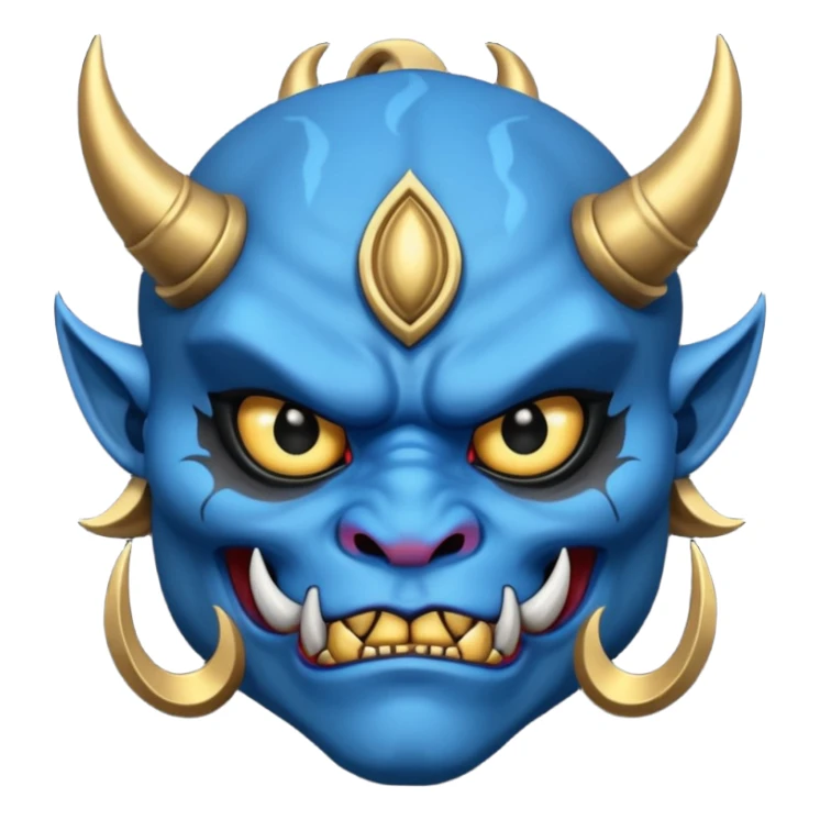 blue oni with black and gold eye sticker